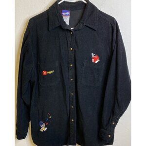 MARS M&M Candy Corduroy Button Black Shirt MSYNC Music Singing Long Sleeve LARGE